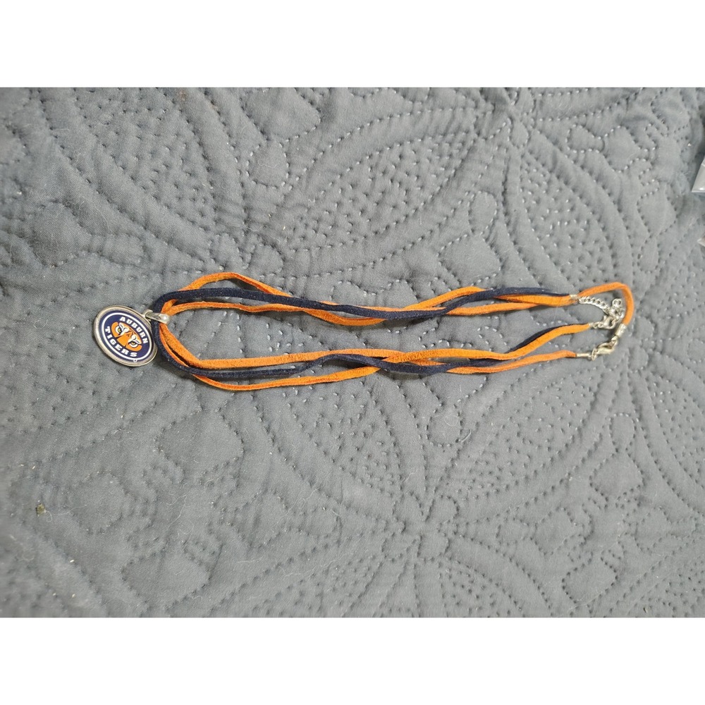 Auburn Tigers NCAA Necklace Orange Navy Blue Layered Cord Pendant Jewelry